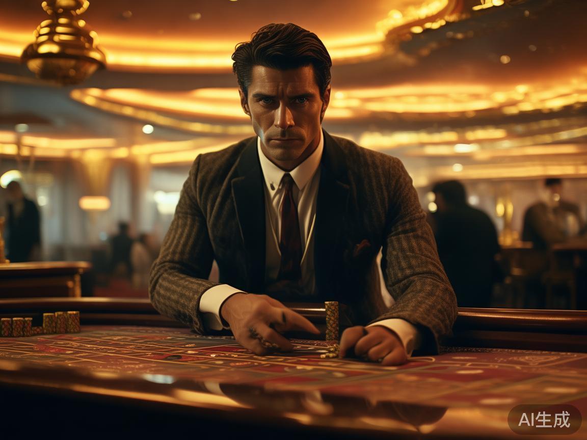 例如，有一部以澳门皇家赌场为背景的电影中，主角在陷
